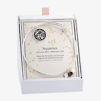 Sparkle Allure Zodiac Womens Red Ruby Pure Silver Over Brass Round Bangle Bracelet