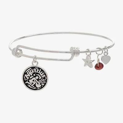Sparkle Allure Zodiac Womens Red Ruby Pure Silver Over Brass Round Bangle Bracelet