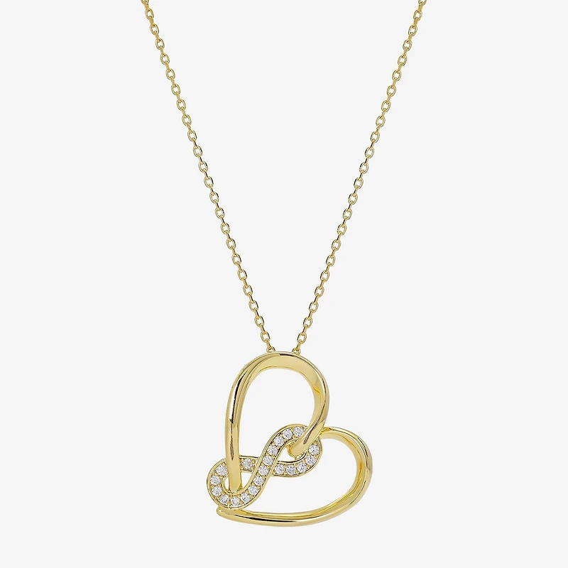Sparkle Allure Womens Cubic Zirconia 14K Gold Over Brass Heart Infinity 16 Inch Pendant Necklace
