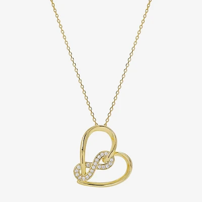 Sparkle Allure Womens Cubic Zirconia 14K Gold Over Brass Heart Infinity 16 Inch Pendant Necklace