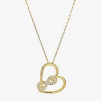 Sparkle Allure Womens Cubic Zirconia 14K Gold Over Brass Heart Infinity 16 Inch Pendant Necklace