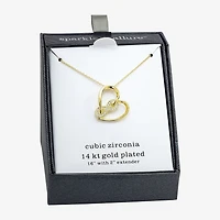 Sparkle Allure Womens Cubic Zirconia 14K Gold Over Brass Heart Infinity 16 Inch Pendant Necklace