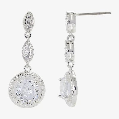 Sparkle Allure Womens Cubic Zirconia Pure Silver Over Brass Drop Earrings