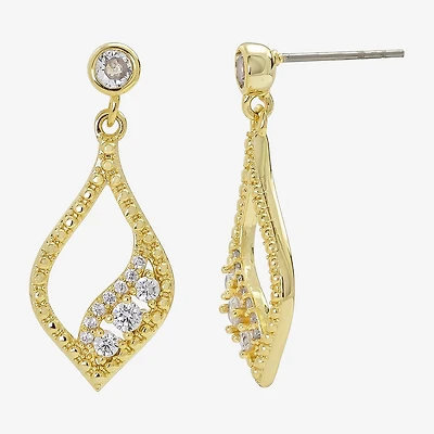 Sparkle Allure Womens Cubic Zirconia 14K Gold Over Brass Drop Earrings