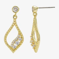 Sparkle Allure Womens Cubic Zirconia 14K Gold Over Brass Drop Earrings