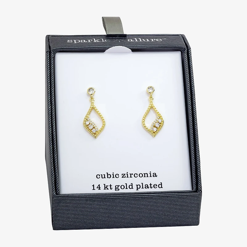 Sparkle Allure Womens Cubic Zirconia 14K Gold Over Brass Drop Earrings