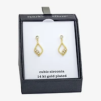 Sparkle Allure Womens Cubic Zirconia 14K Gold Over Brass Drop Earrings