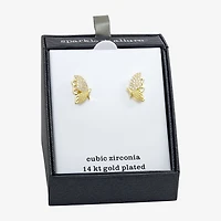 Sparkle Allure Cubic Zirconia 14K Gold Over Brass 17.9mm Butterfly Stud Earrings
