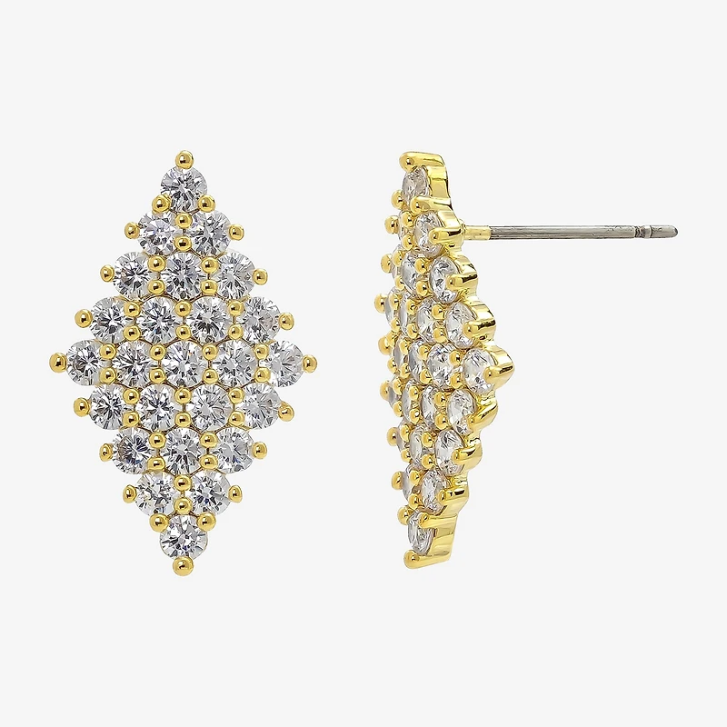 Sparkle Allure Cubic Zirconia 14K Gold Over Brass 21.4mm Diamond Stud Earrings