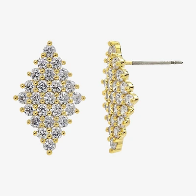 Sparkle Allure Cubic Zirconia 14K Gold Over Brass 21.4mm Diamond Stud Earrings