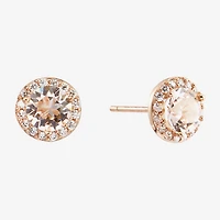 Silver Treasures Round Champagne Cubic Zirconia Stud Earrings