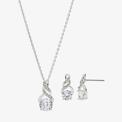 Sparkle Allure Light Up Box Womens Cubic Zirconia Pure Silver Over Brass Infinity 2-pc. Jewelry Set