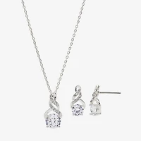 Sparkle Allure Light Up Box Womens Cubic Zirconia Pure Silver Over Brass Infinity 2-pc. Jewelry Set