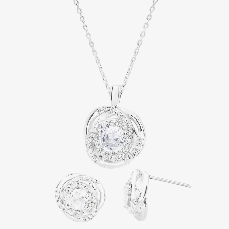 Sparkle Allure Light Up Box Love Womens Cubic Zirconia Pure Silver Over Brass Knot 2-pc. Jewelry Set