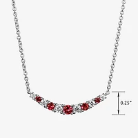 Womens Lab Grown Red Ruby & 1/5 CT. T.W. Lab Grown White Diamond Sterling Silver Pendant Necklace