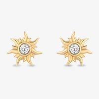 Enchanted Disney Fine Jewelry 1/10 CT. T.W. Natural White Diamond 14K Gold Over Silver 9.5mm Rapunzel Stud Earrings