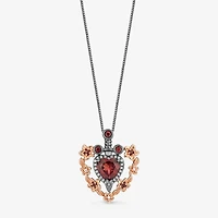 Enchanted Disney Fine Jewelry Villains Womens 1/10 CT. T.W. Genuine Red Garnet 14K Rose Gold Over Silver Heart 18 Inch Pendant Necklace