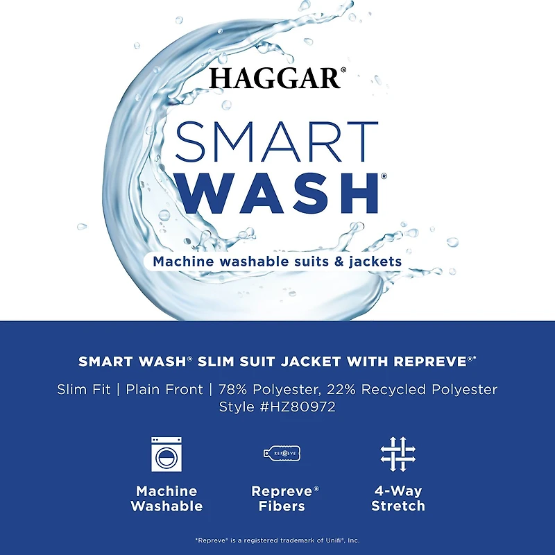 Haggar Smart Wash With Repreve Mens Stretch Fabric Slim Fit Suit Jacket