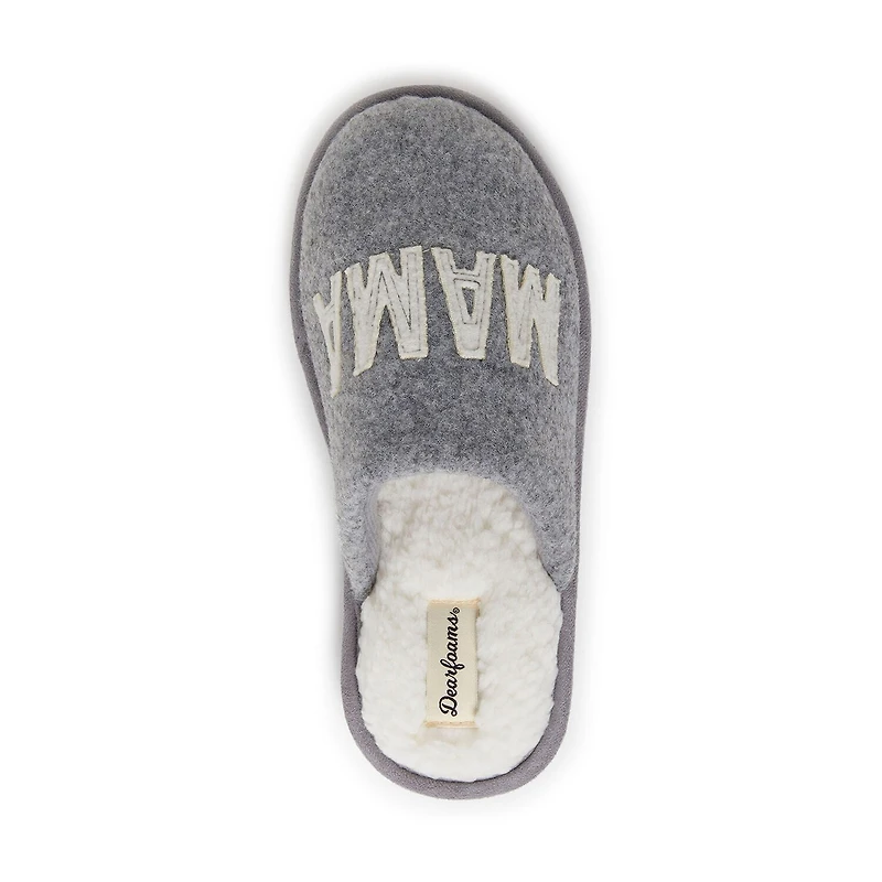 Dearfoams Mama Bear Plaid Scuff Womens Memory Foam Slip-On Slippers
