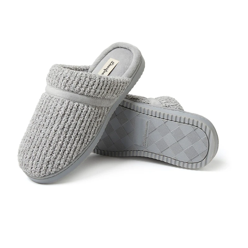 Dearfoams Serena Marled Chenille Scuff Womens Memory Foam Slip-On Slippers