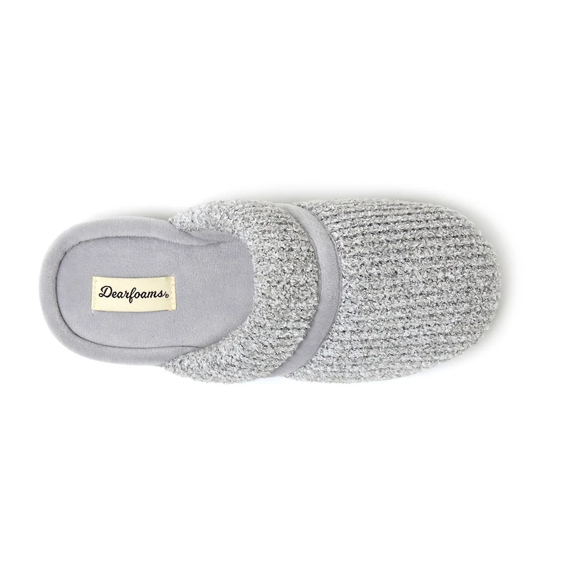 Dearfoams Serena Marled Chenille Scuff Womens Memory Foam Slip-On Slippers