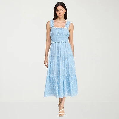 Trixxi Womens Juniors Sleeveless Floral A-Line Dress