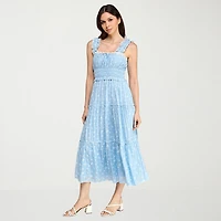 Trixxi Womens Juniors Sleeveless Floral A-Line Dress