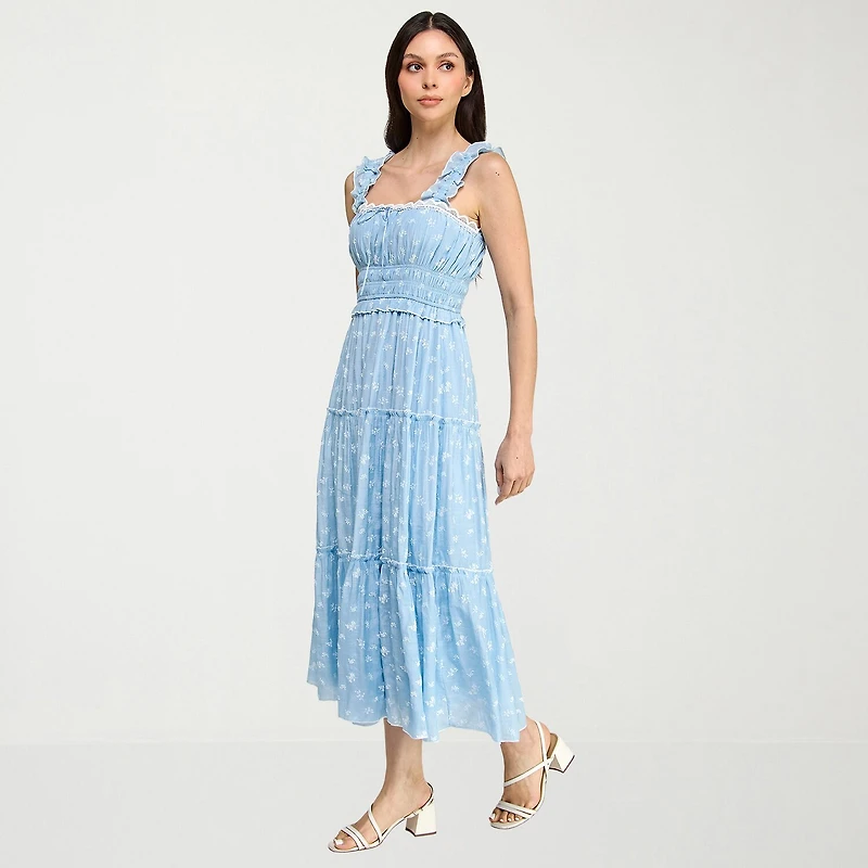 Trixxi Womens Juniors Sleeveless Floral A-Line Dress