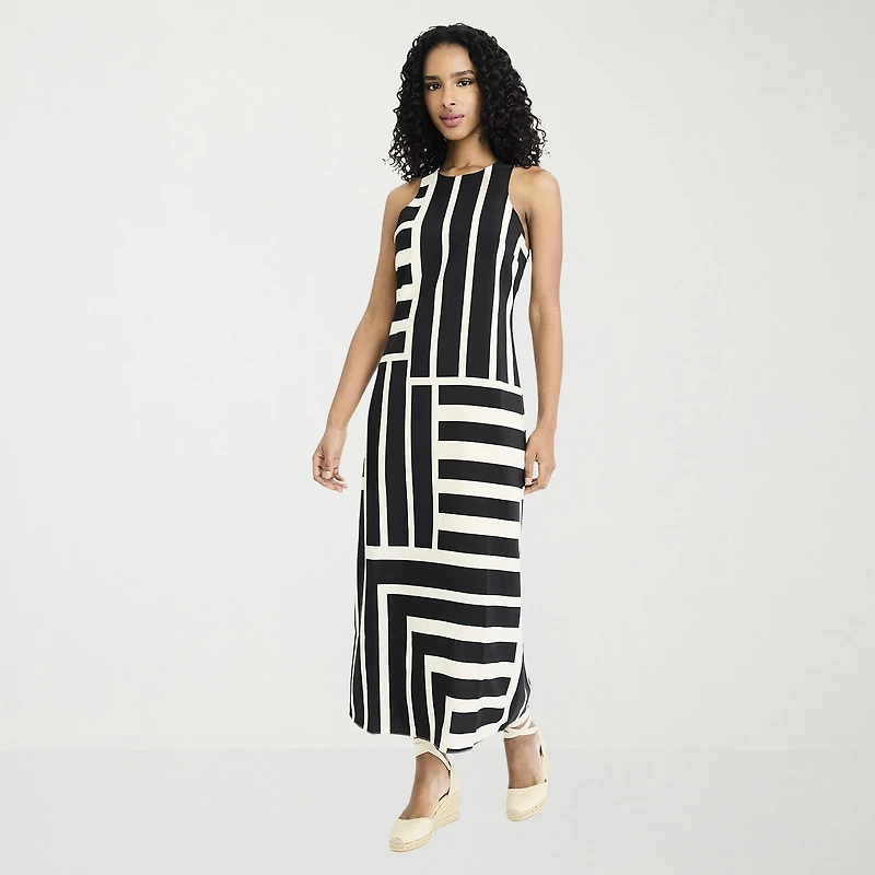 Clover And Sloane Womens Crew Neck Sleeveless Maxi Dress