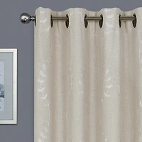 Max Blackout Lindley Linen Blend Embroidered Grommet Top 100% Single Curtain Panel