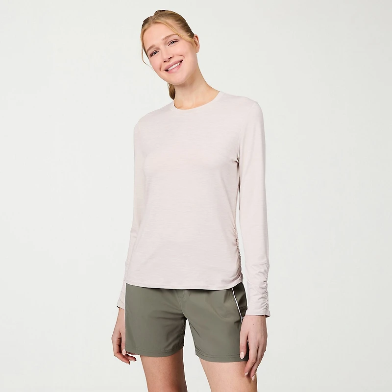 Free Country Womens Crew Neck Long Sleeve Stretch Fabric T-Shirt