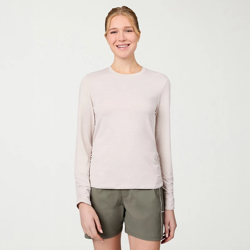 Free Country Womens Crew Neck Long Sleeve Stretch Fabric T-Shirt