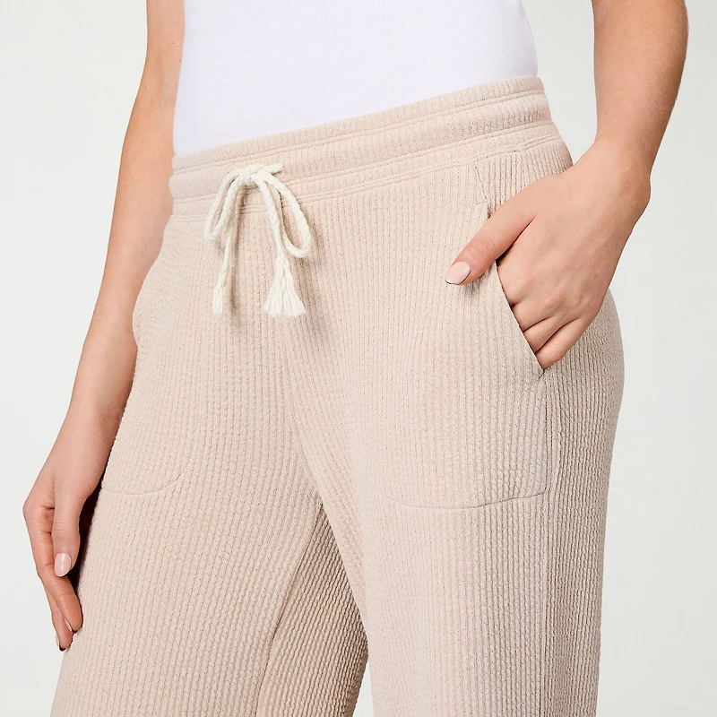 Free Country Womens Comfort Waistband Wide Leg Mid Rise Drawstring Pant