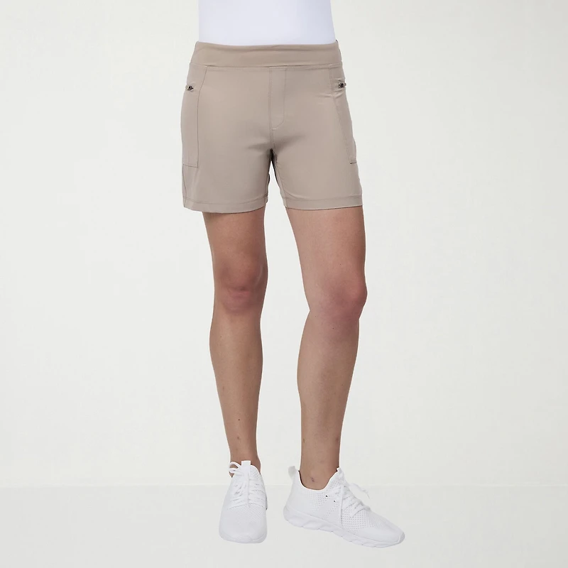 Free Country Womens Mid Rise Stretch Fabric Active Pull-On Short