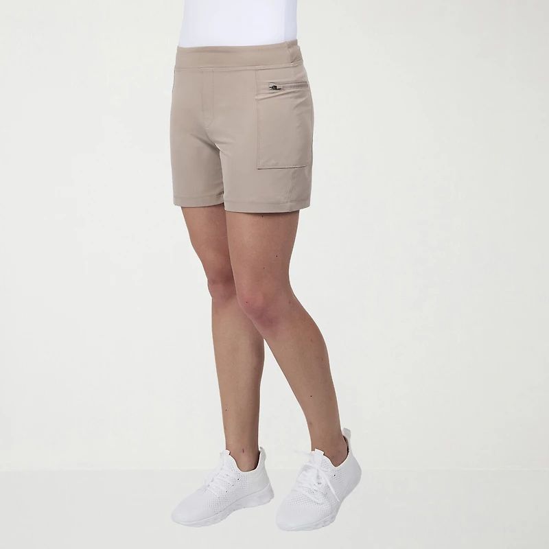 Free Country Womens Mid Rise Stretch Fabric Active Pull-On Short