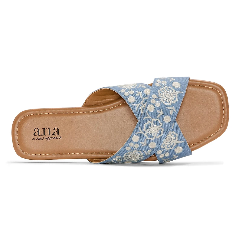 a.n.a Womens Embroidery Slide Sandals