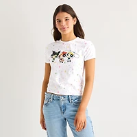 Hello Kitty® And Friends X The Powerpuff Girls™ Juniors Womens Short Sleeve Graphic T-Shirt