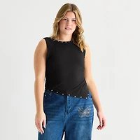 Forever 21 Womens Juniors Plus Round Neck Sleeveless Tank Top