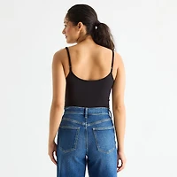 Arizona So Smooth Womens Juniors Scoop Neck Short Sleeve Bodysuit