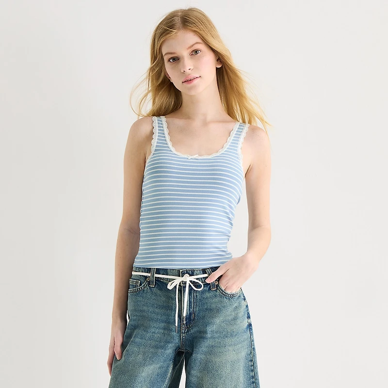 Arizona Womens Juniors Scoop Neck Sleeveless Tank Top