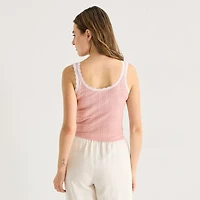 Arizona Womens Juniors Scoop Neck Sleeveless Tank Top