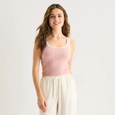 Arizona Womens Juniors Scoop Neck Sleeveless Tank Top