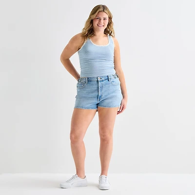 Arizona Curvy Womens 2 1/2" Mid Rise Juniors Plus Denim Short