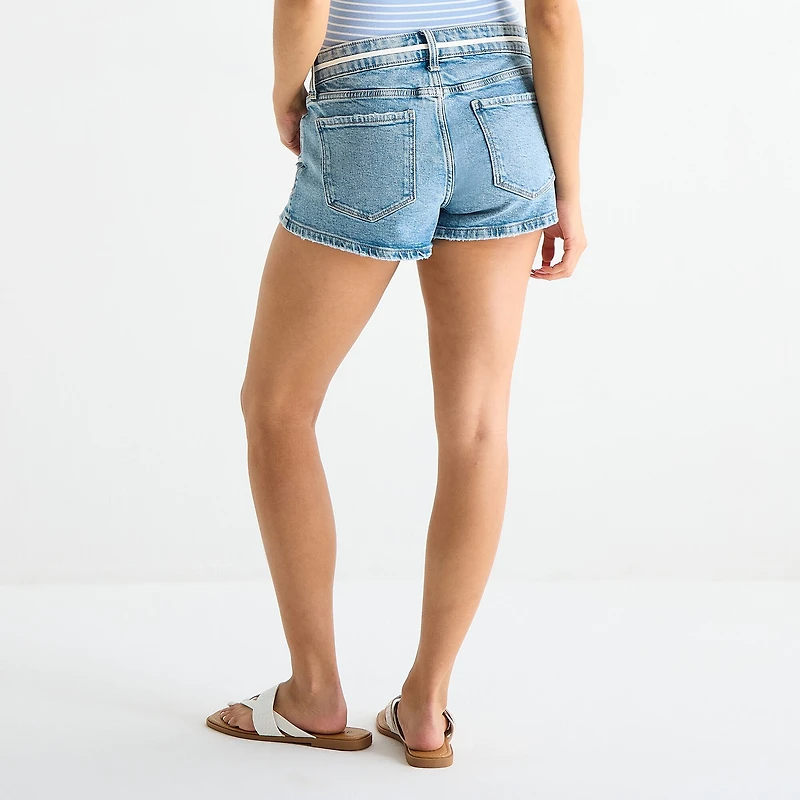 Arizona Womens 2 1/2" Low Rise Juniors Denim Short