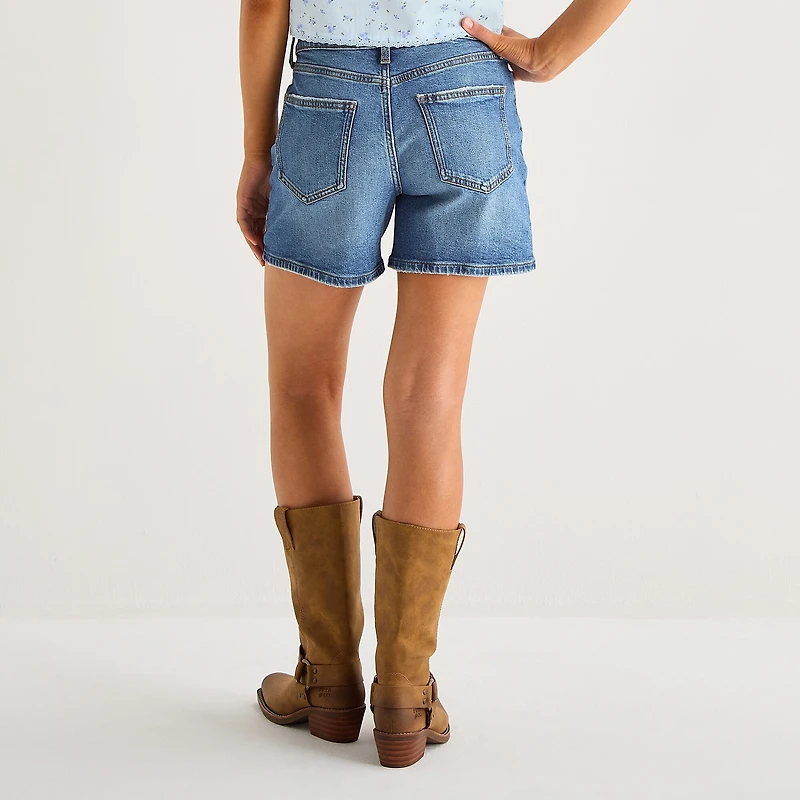 Arizona Womens 5" Mid Rise Juniors Denim Short