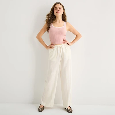 Arizona Womens Juniors Straight Low Rise Drawstring Pant