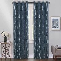 Max Blackout Lindley Linen Blend Embroidered Grommet Top 100% Single Curtain Panel