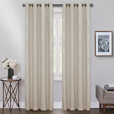 Max Blackout Lindley Linen Blend Embroidered Grommet Top 100% Single Curtain Panel