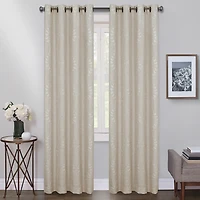Max Blackout Lindley Linen Blend Embroidered Grommet Top 100% Single Curtain Panel