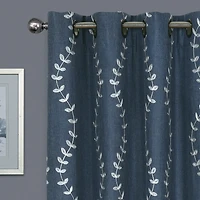 Max Blackout Lindley Linen Blend Embroidered Grommet Top 100% Single Curtain Panel